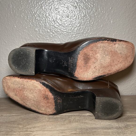 VTG Cole Haan Womens Loafer Pump Size 8.5B Brown Leather Block Heel Y2K 90s Shoe - Picture 9 of 10